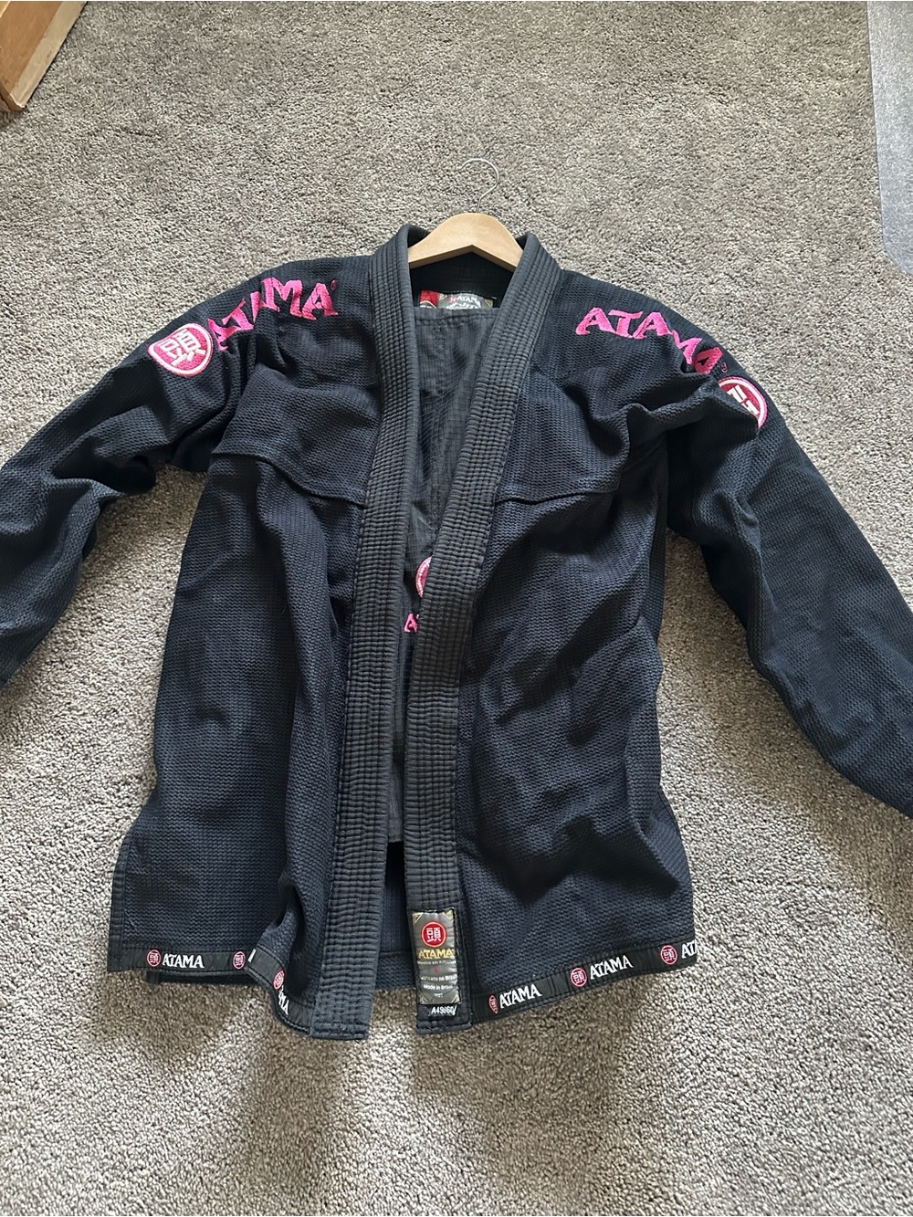 Atama Women's Black Jiu-Jitsu Gi Jacket with Pink Logo Accents